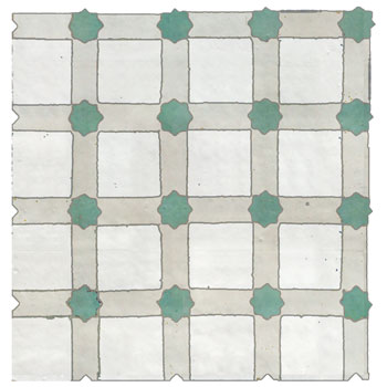 Mosaic House Moroccan tile Alhambra 26-1-12 Polar White White Light Green  zellige, mosaic, zellij, field, pattern, glaze, stars 